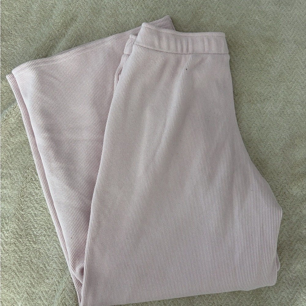 Baby Pink Wide Leg Ribbed Hollister Lounge Pants - Picture 3 of 3